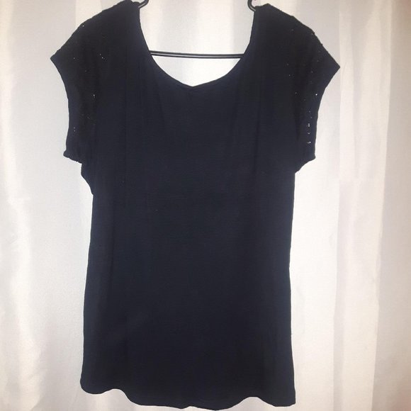 💥3/$25💥 Smartset Black Laced Top Shirt T-Shirt Blouse size XL - Picture 2 of 7